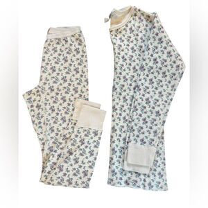 Duofold Vintage Thermal Base Layer Set Floral Cotton Wool Womens Small Medium